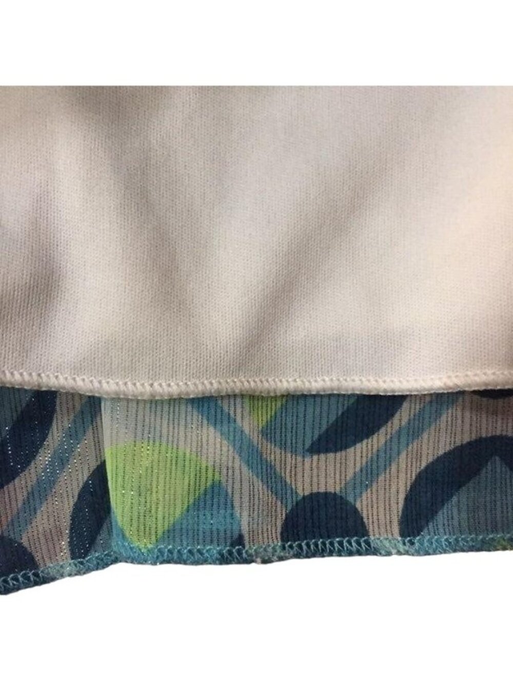 Justice Girls 16 Sleeveless Tiered Blouse Blue Lime Shimmer Ruffle Top Used - Picture 9 of 16